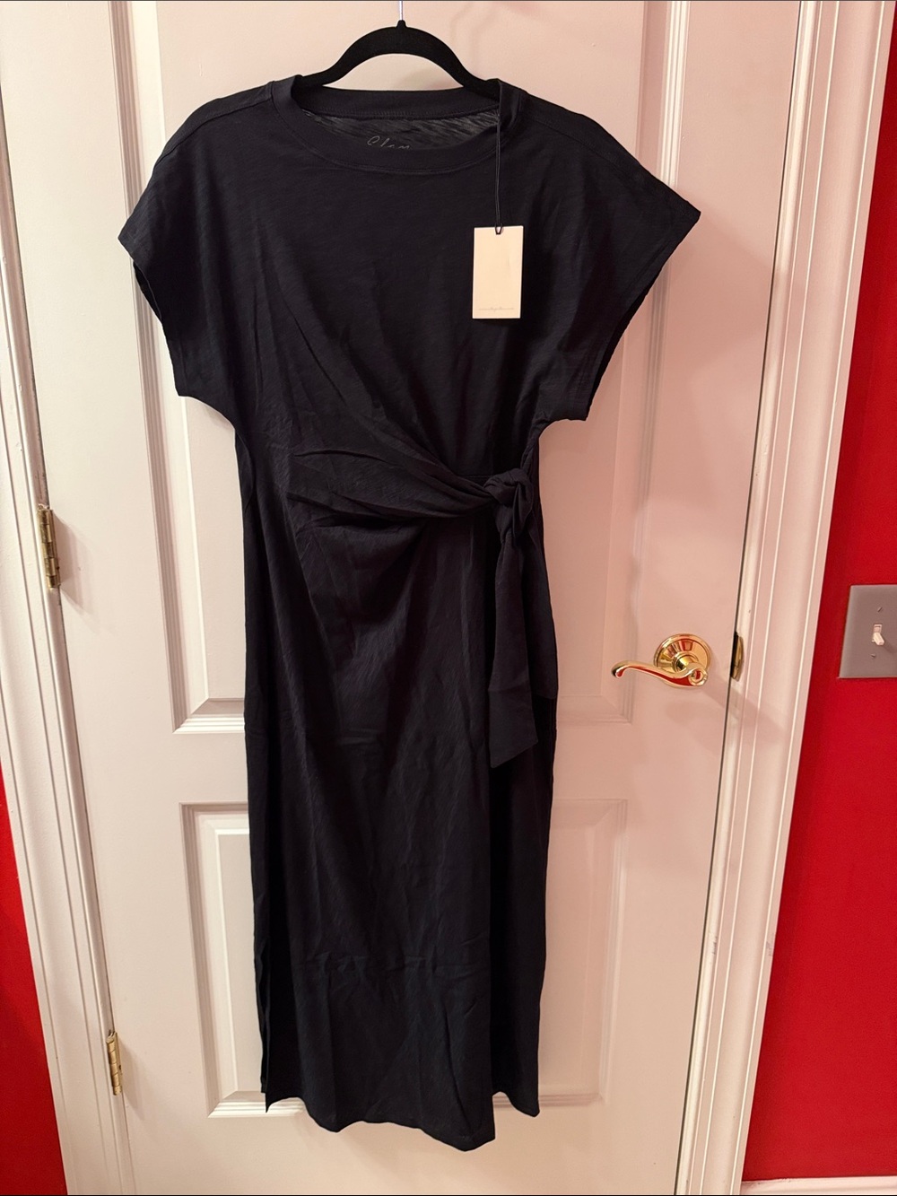 Elan Black Tie-Waist Midi Dress